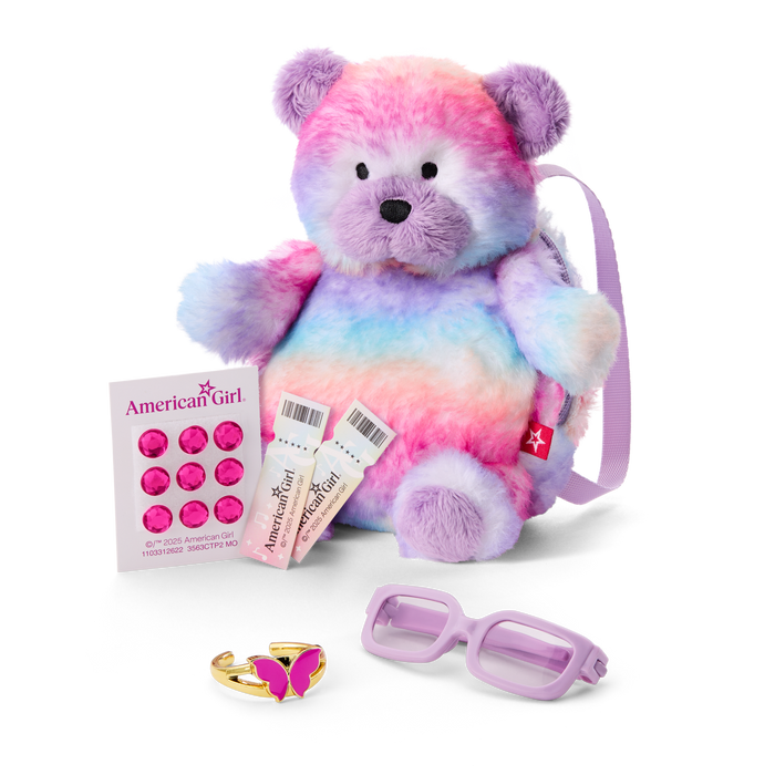 Colorful Teddy Bear Backpack & Accessory Set for 18-inch Dolls Y6