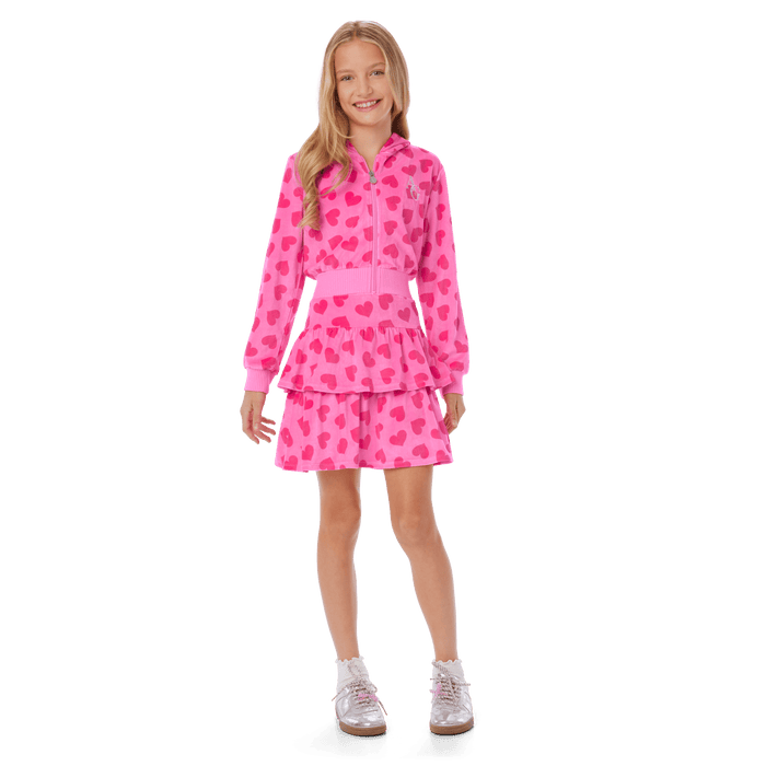 Pink Hearts Hoodie Dress for Girls U7