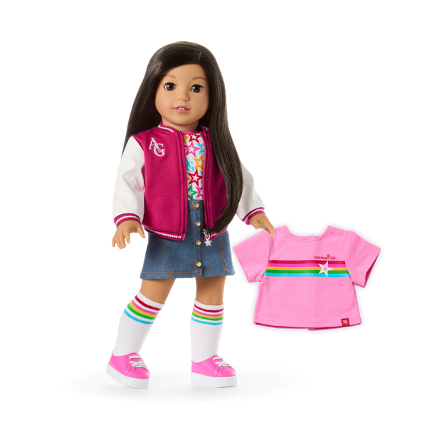 Truly Me™ 18-inch Doll #124 with straight black-brown hair V1