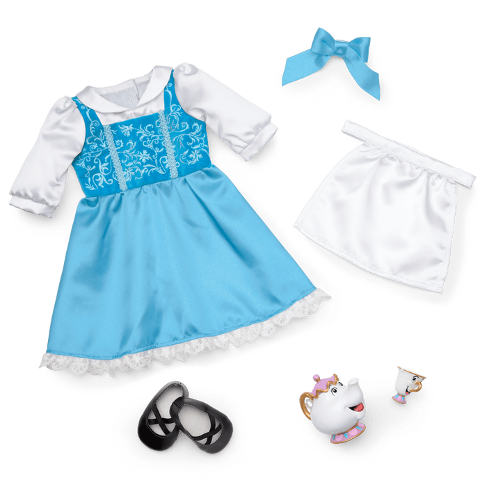 American Girl® Disney Princess Belle Blue Dress, Mrs. Potts, Chip & Accessories for 18-inch Dolls Z1