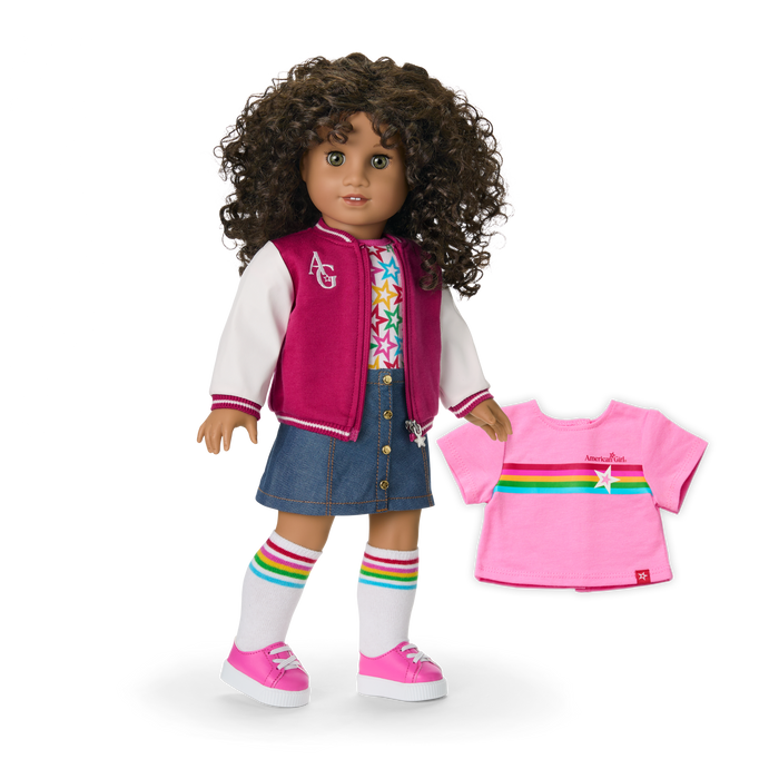 Truly Me™ 18-inch Doll #132 with curly dark-brown hair U5