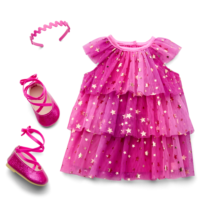 Pink Party-Ready Dress for 18-inch Dolls V8