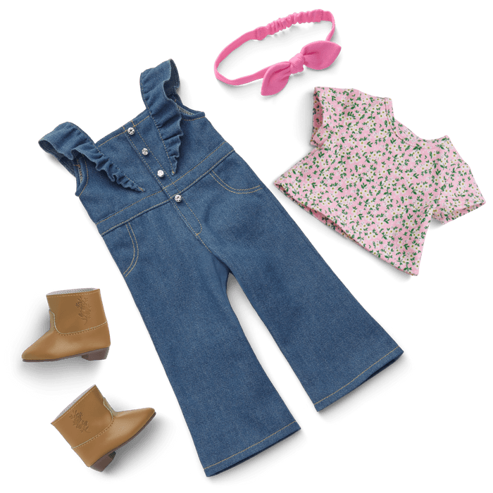 Western Flowers Denim Jumpsuit for 18-inch Dolls U9