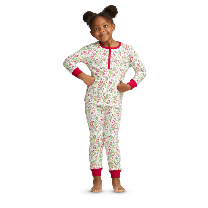 Hearts & Pines Holiday PJs for Little Girls W9