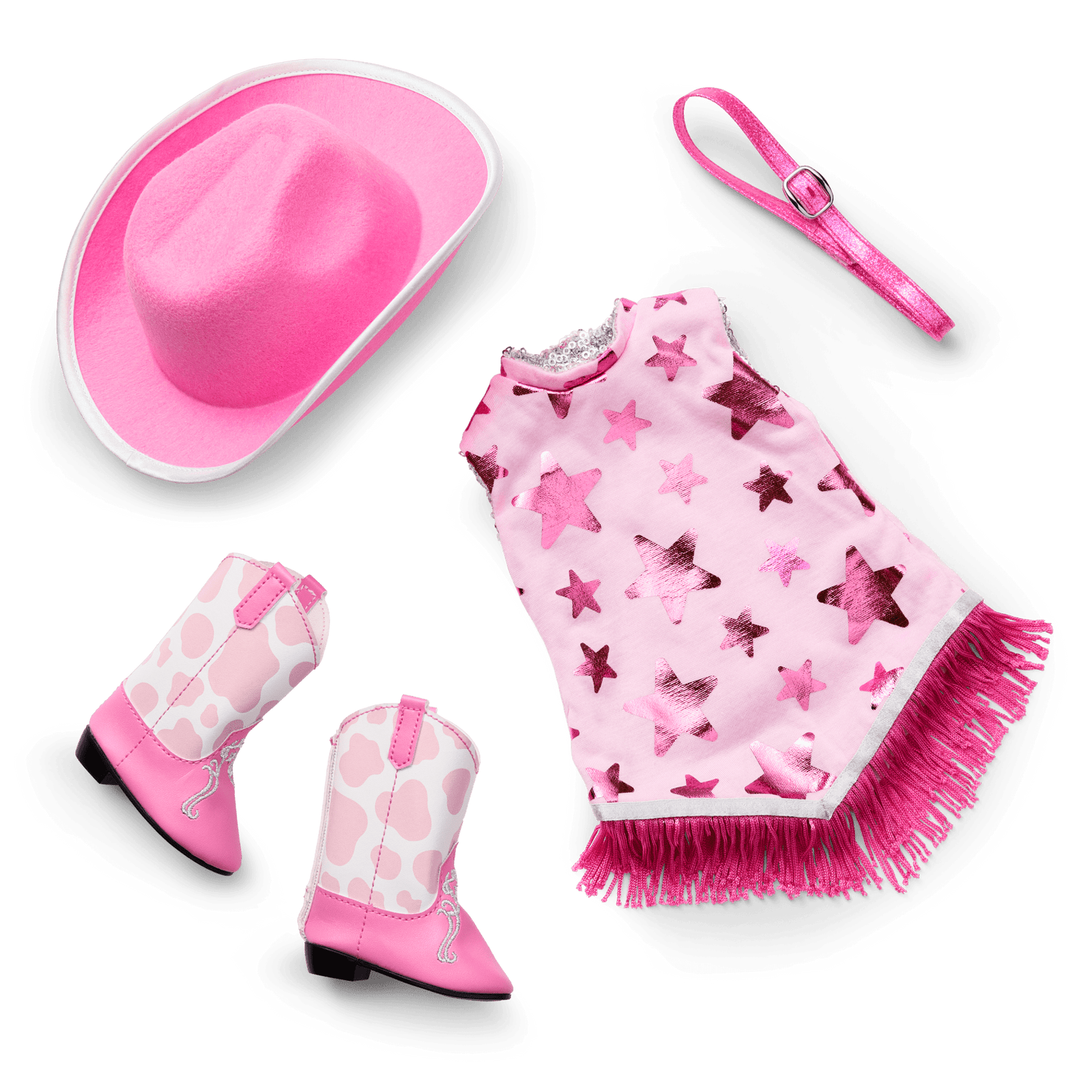 Glam Pink Cowgirl Outfit for 18-inch Dolls T4