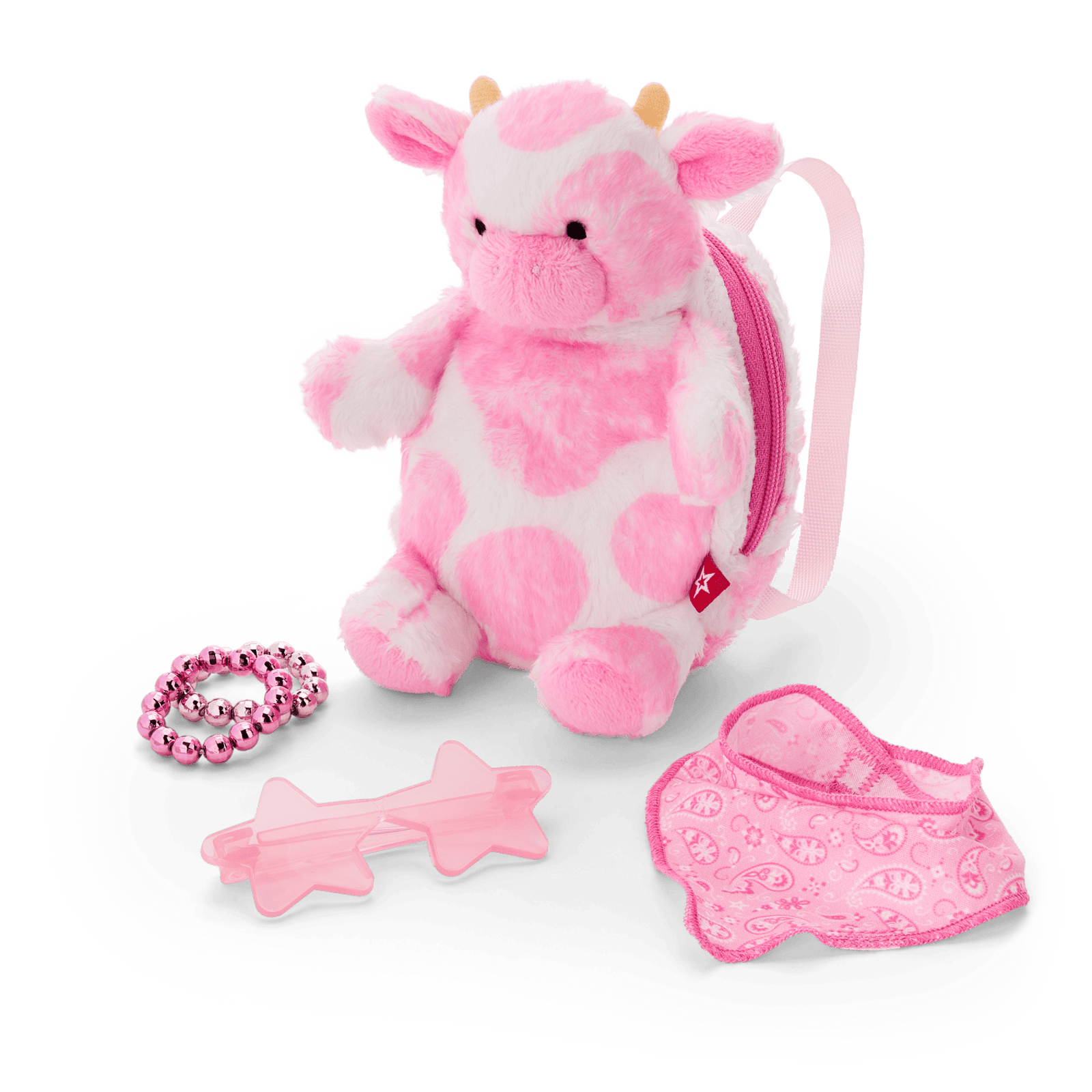 Pink Spotted Cow Backpack & Accessory Set for 18-inch Dolls T5