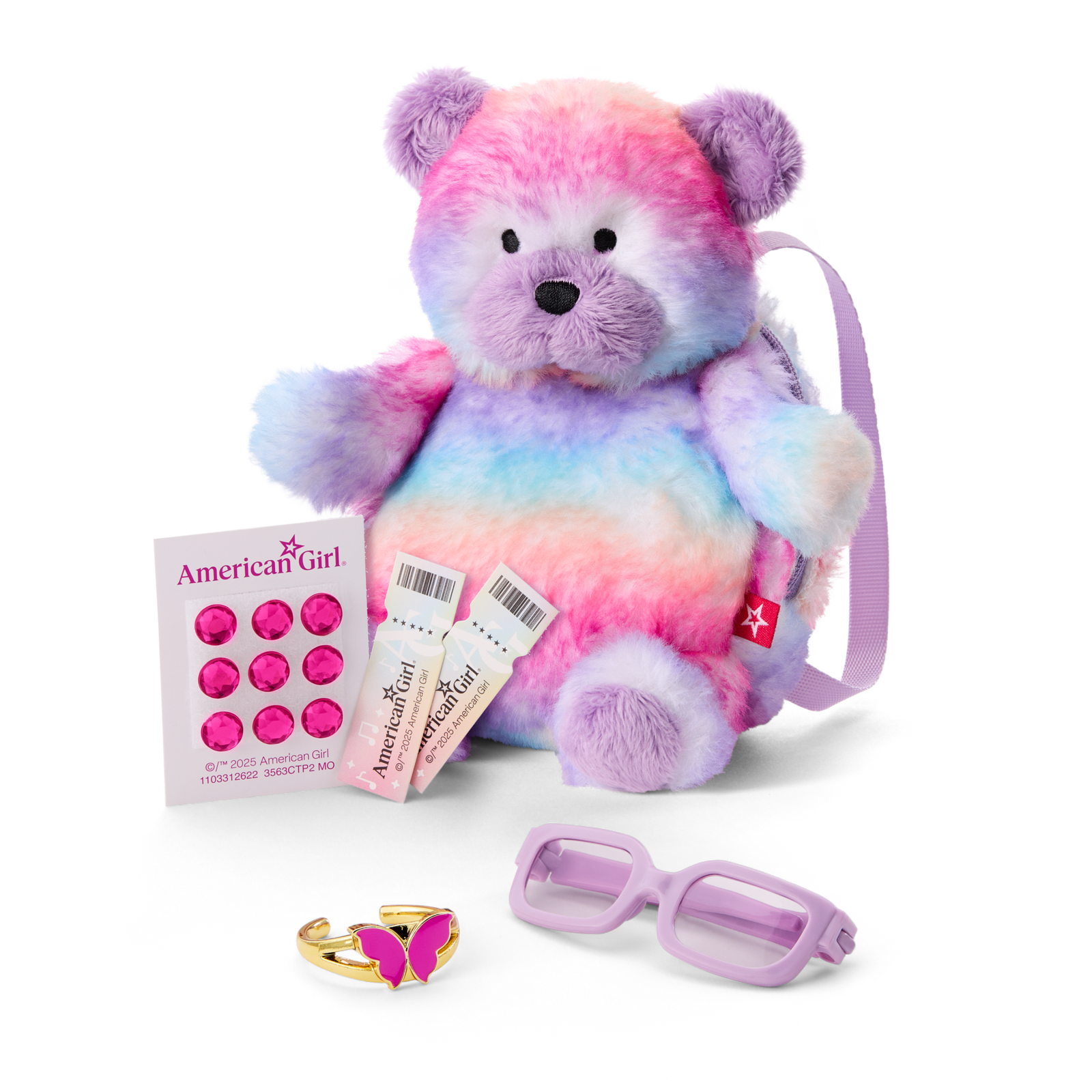Colorful Teddy Bear Backpack & Accessory Set for 18-inch Dolls Y6