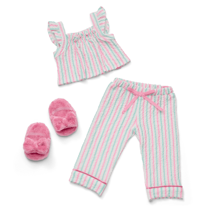Raquel's™ Coastal Stripes Pajamas for 18-inch Dolls (Girl of the Year™ 2026) Y6