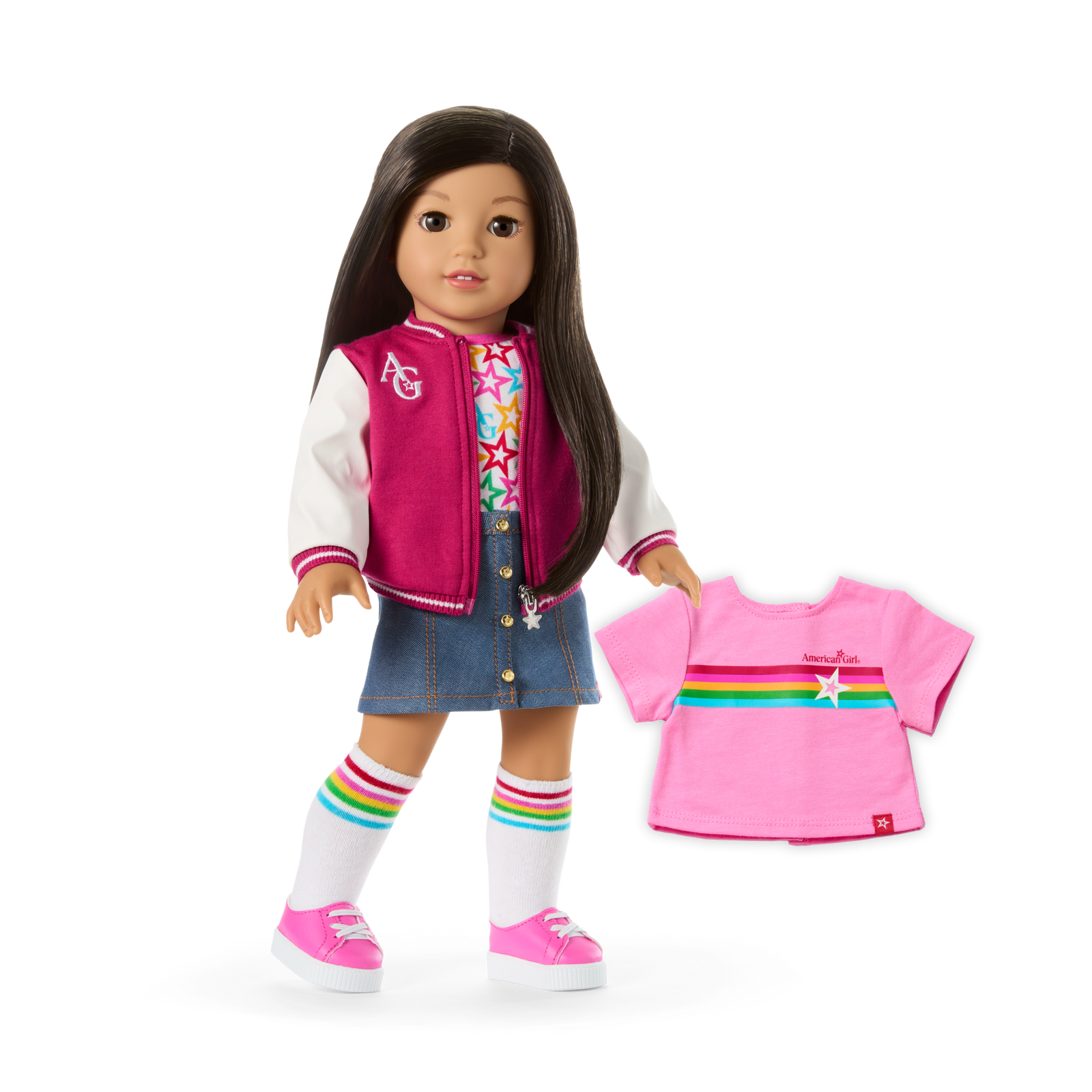 Truly Me™ 18-inch Doll #124 with straight black-brown hair V1