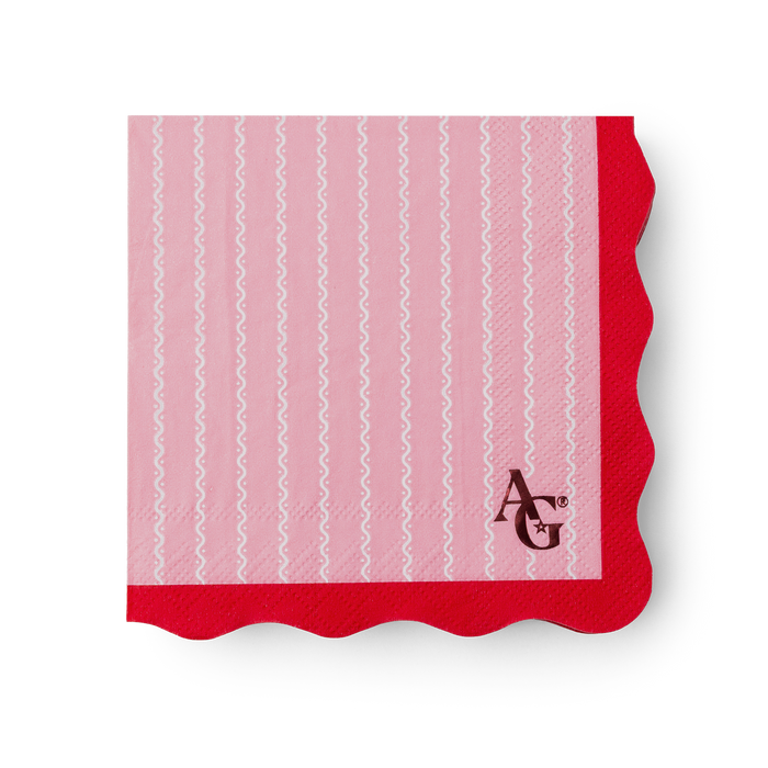 American Girl™ x Bonjour Fête Pink Pinstripe Small Napkins (Set of 20) X3