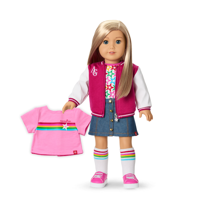 Truly Me™ 18-inch Doll #100 with straight layered blonde hair Z6