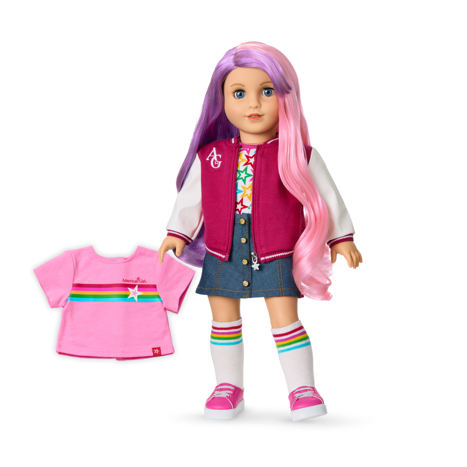 Truly Me™ 18-inch Doll #116 with wavy purple-and-pink hair X0
