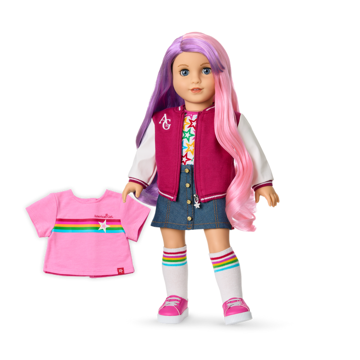 Truly Me™ 18-inch Doll #116 with wavy purple-and-pink hair X0