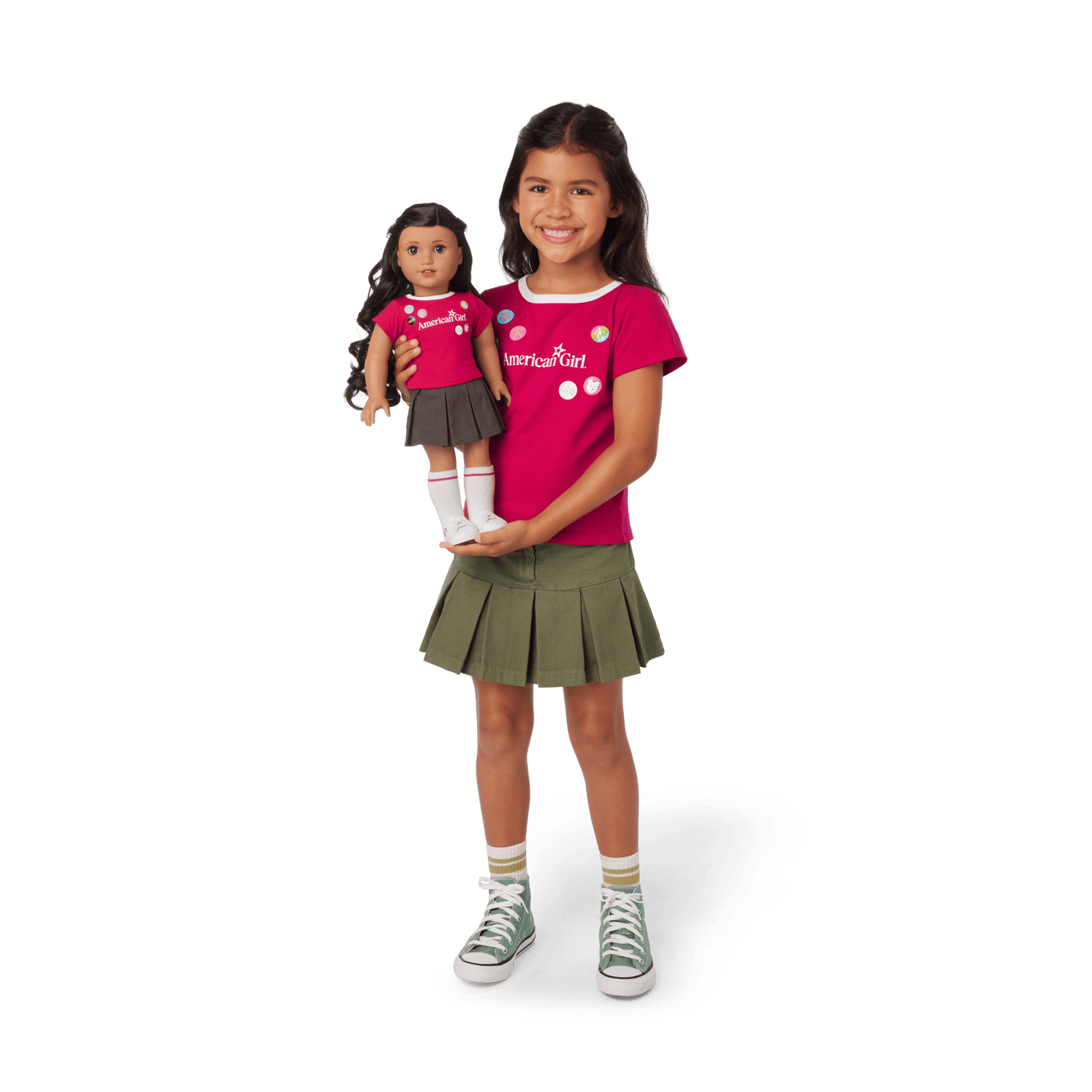 Matching AG™ Grin Pins Ringer Tee Set for Girls & 18-inch Dolls Z2