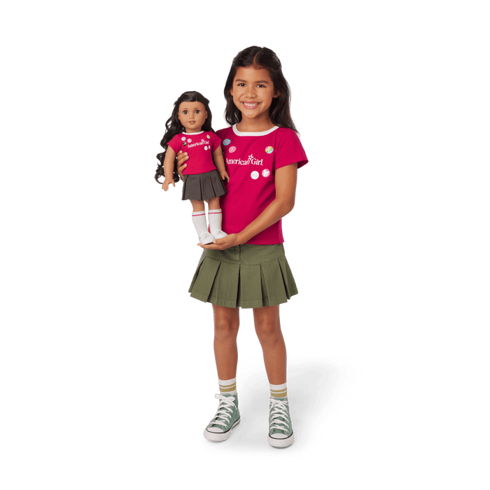 Matching AG™ Grin Pins Ringer Tee Set for Girls & 18-inch Dolls Z2