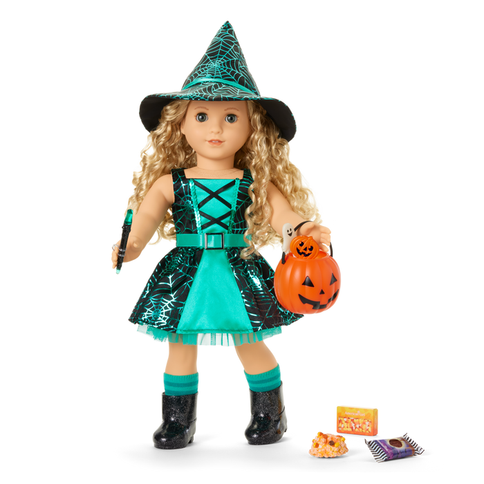 Witchy Webs Costume & Trick-or-Treat Set Bundle for 18-inch Dolls U6