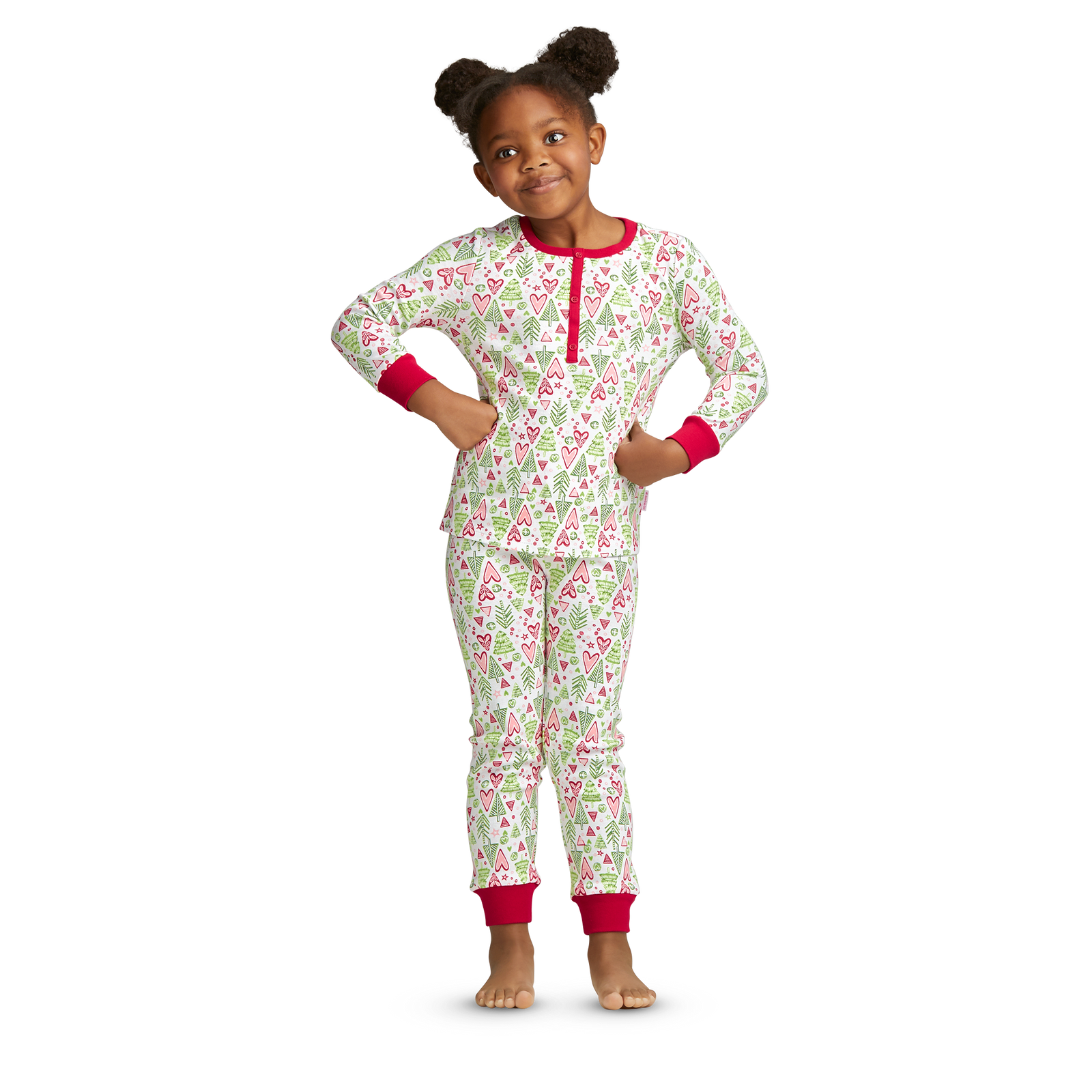 Hearts & Pines Holiday PJs for Little Girls W9