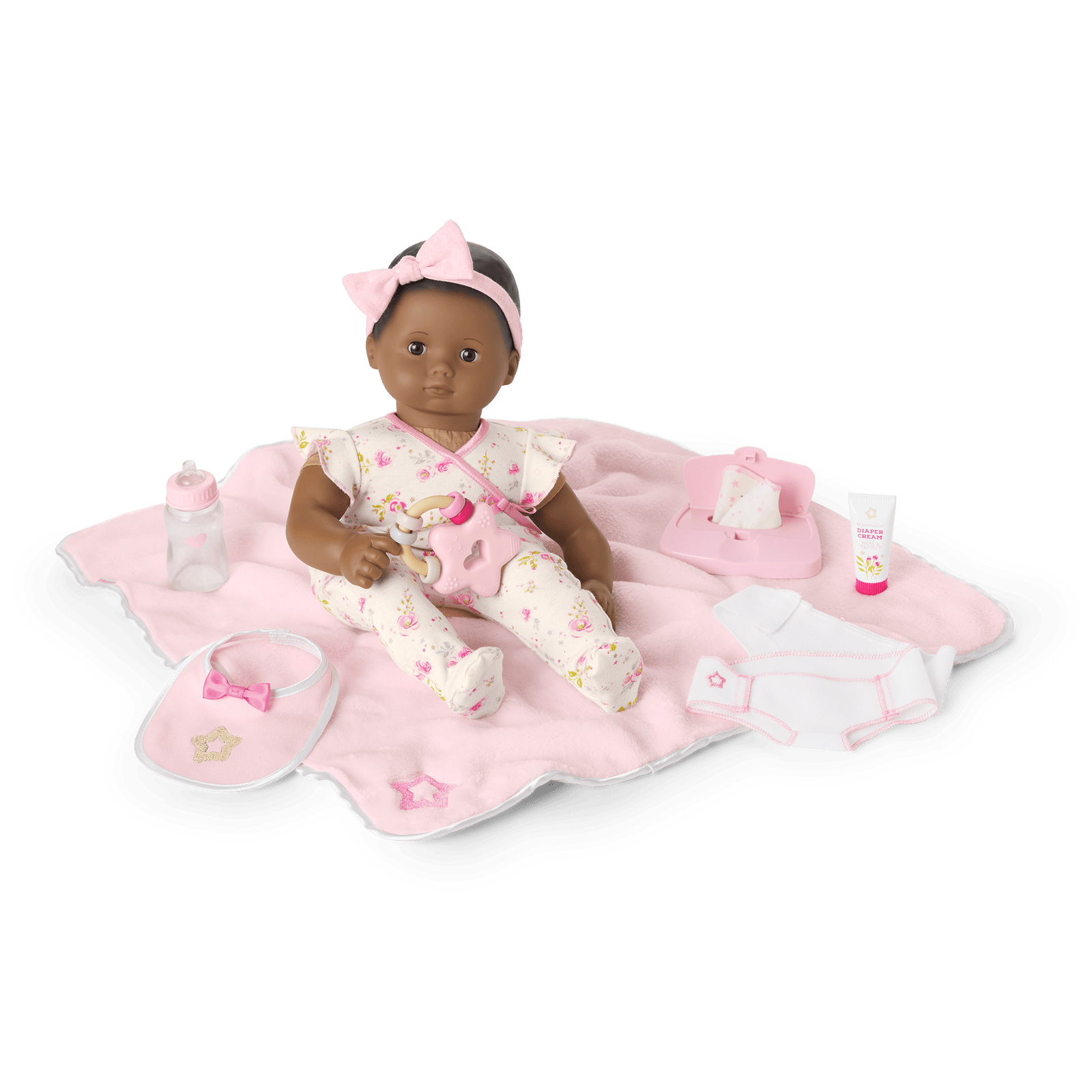 Bitty Baby® Doll #1 with black hair Care & Play Set U0