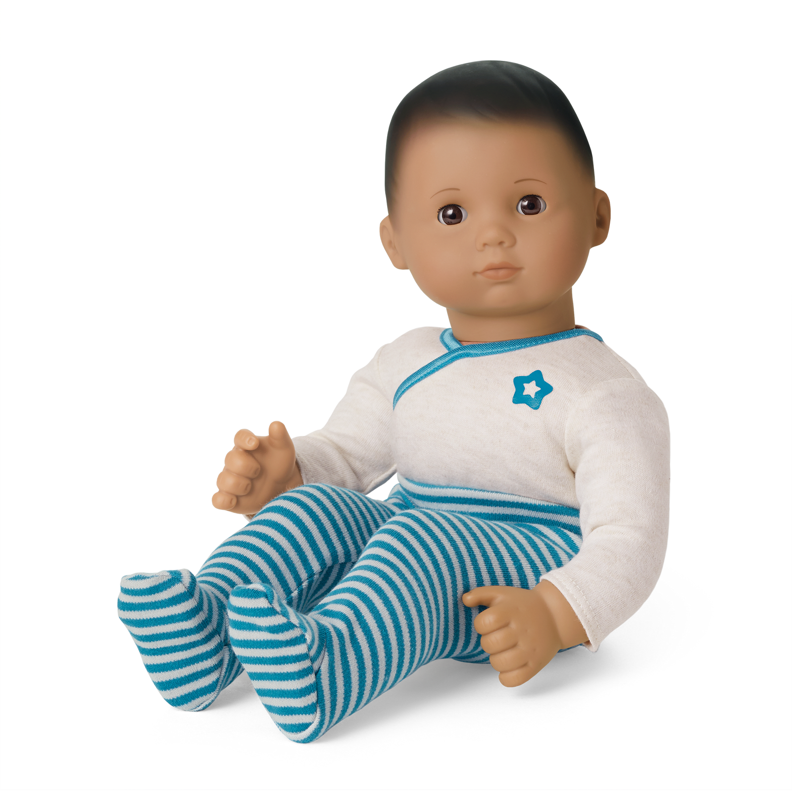 Bitty Baby® Doll #5 with dark brown hair in Soft Blue U0