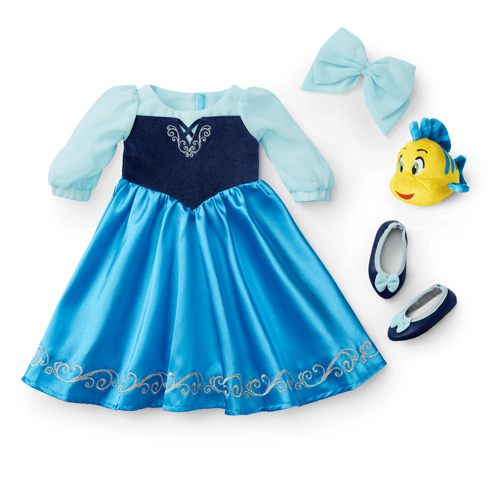 American Girl® Disney Princess Ariel Day Dress, Flounder & Accessories for 18-inch Dolls W6