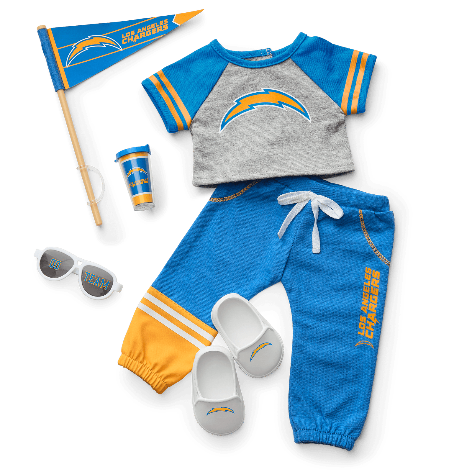 American Girl® x NFL Los Angeles Chargers Fan Outfit & Accessories for 18-inch Dolls T1