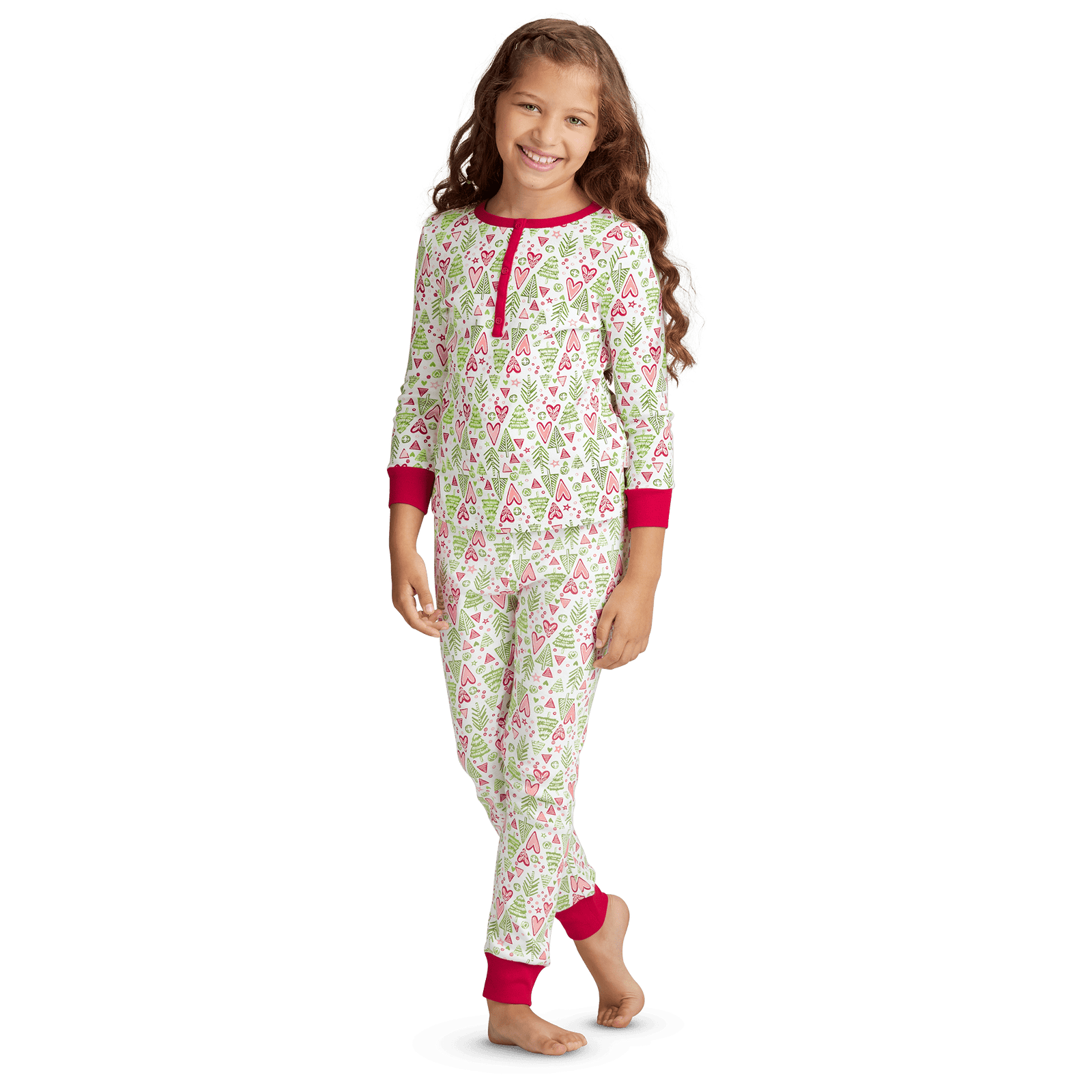 Hearts & Pines Holiday PJs for Girls Y8