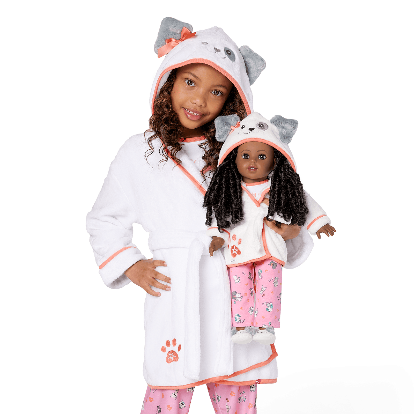 Comfy Puppy Robe Set for Girls & 18-inch Dolls T2