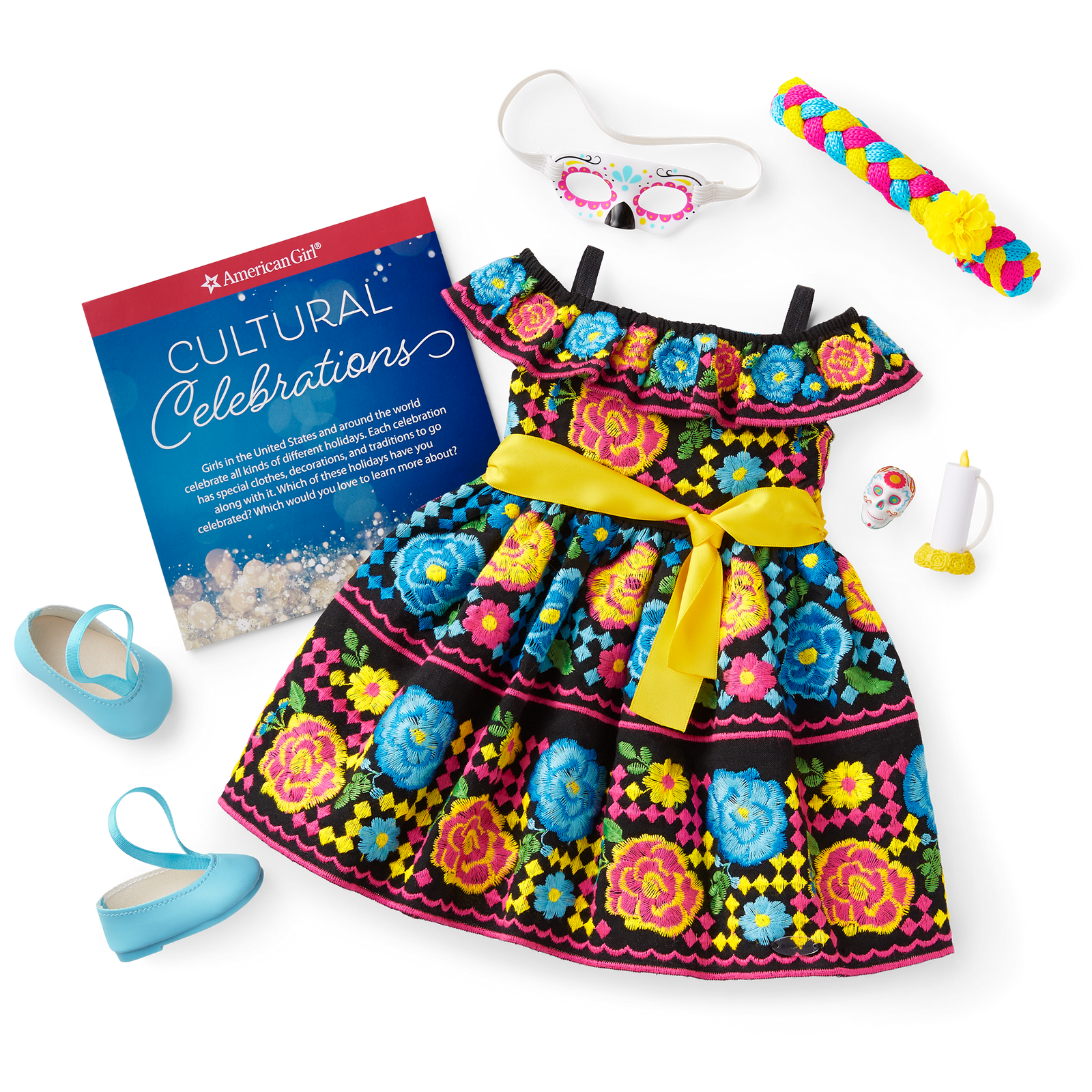 Día de Muertos Celebration Outfit for 18-inch Dolls U0
