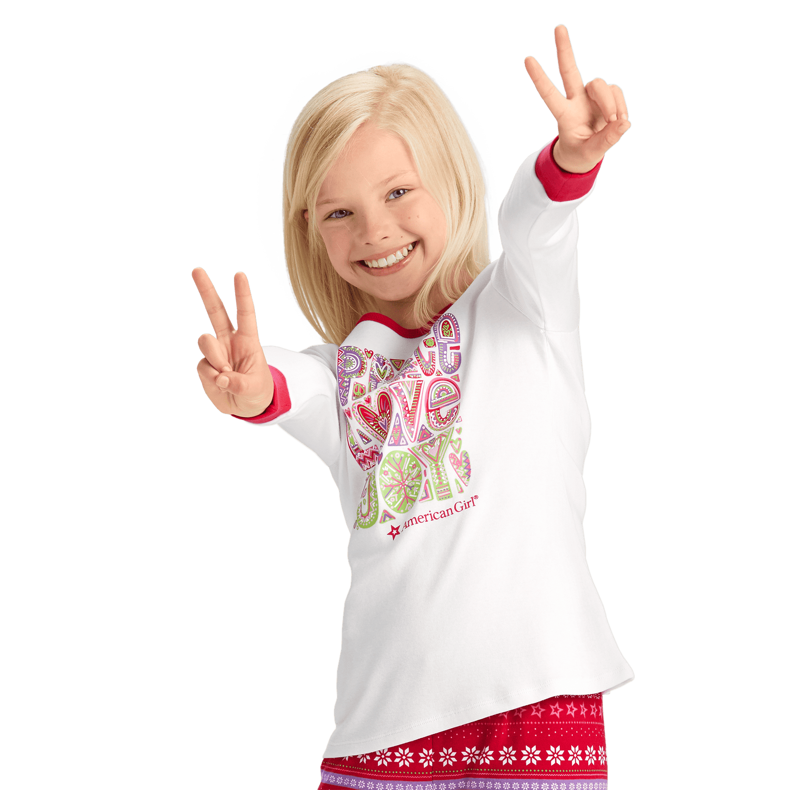 Peace, Love & Joy PJ Top for Girls S6